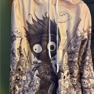 Graphic Ninja Hoodie in Peach and Black